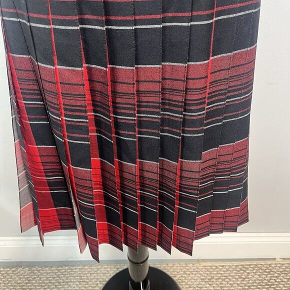 Pendleton Skirt sz 12 Black Red Plaid Wool Pleated Knee Career Suit Professional - Picture 5 of 12